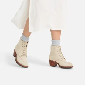 Clara Women’s Heeled Boot in White Sand Mohave Leather