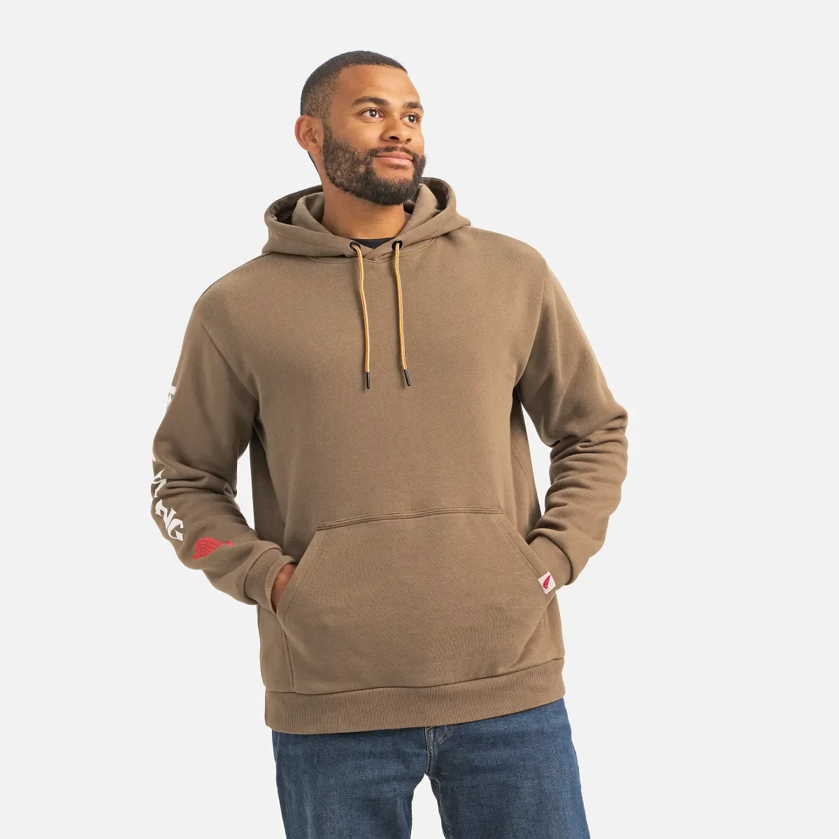 Hoodie with Sleeve Print Men's Hoodie in Brown