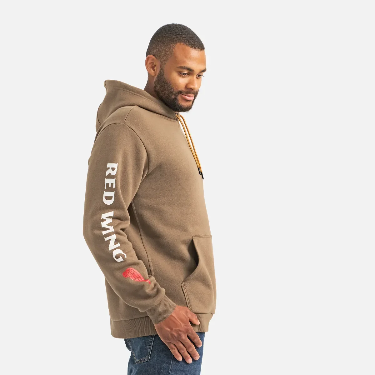 Hoodie with Sleeve Print Men's Hoodie in Brown