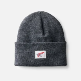 Logo Knit Beanie Hat Unisex Knit Watch Hat in Dark Gray Heather