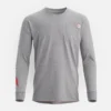 Long Sleeve Pocket T-Shirt with Sleeve Print Men's Long Sleeve T-Shirt in Heather Gray