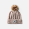 Pom Beanie Hat Women's Knit Pom Beanie Hat in Cream