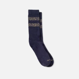 Wool Blend Striped Crew Unisex Wool Blend Striped Crew Socks in Navy/Tan